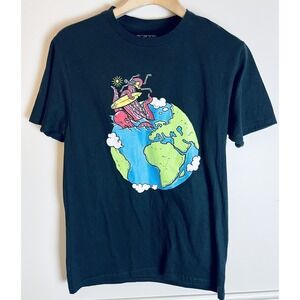 LCM International Shirt Mens Medium Black Skeleton Kraken Short Sleeve Graphic‎